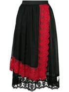 Comme Des Garçons Pre-owned Lace Detail Layered Skirt - Black