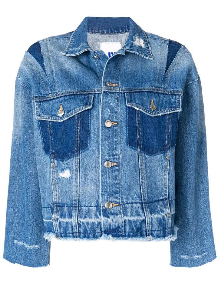 Sjyp Raw Hem Denim Jacket - Blue