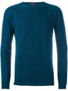 Roberto Collina Cashmere Round Neck Pullover, Men's, Size: 46, Blue, Cashmere