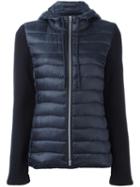 Closed Knitted Sleeve Puffer Jacket, Women's, Size: Small, Blue, Nylon