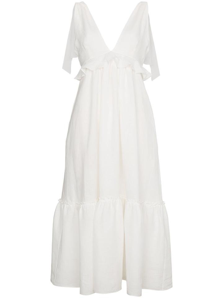 Three Graces Lydia V-neck Tie Strap Dress - White