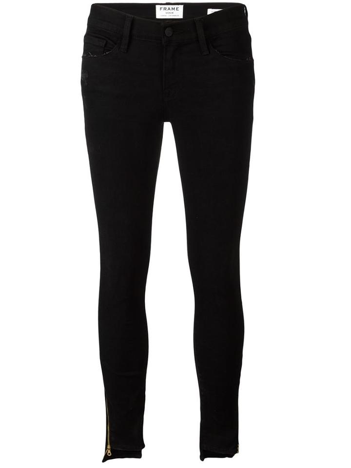 Frame Denim Leg Zips Jeans, Women's, Size: 27, Black, Polyester/spandex/elastane/cotton