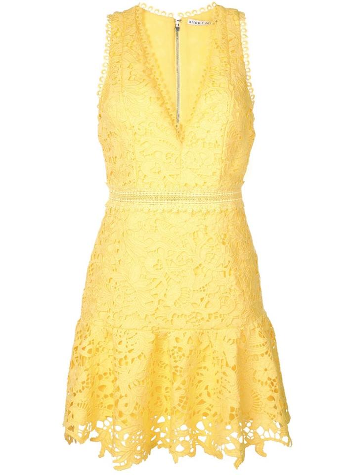 Alice+olivia Ruffle Hem Lace Dress - Yellow