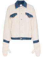 Sjyp Shearling And Denim Jacket - White