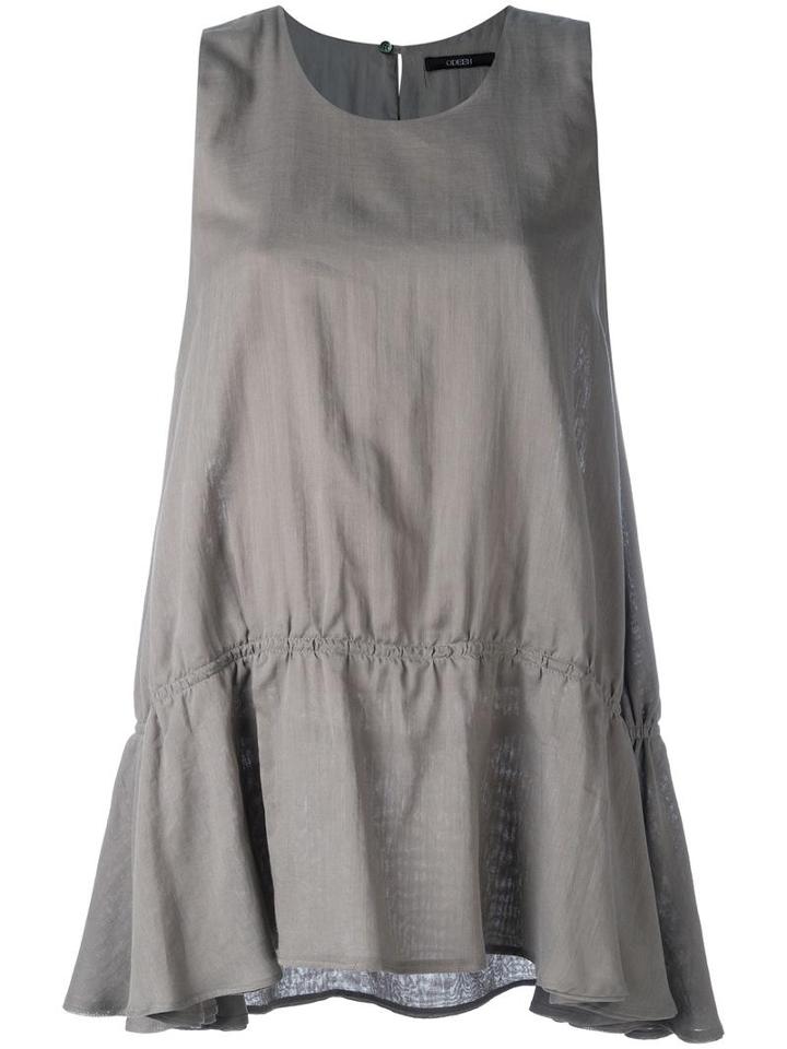 Odeeh Ruffled Hem Tank, Women's, Size: 38, Grey, Cotton