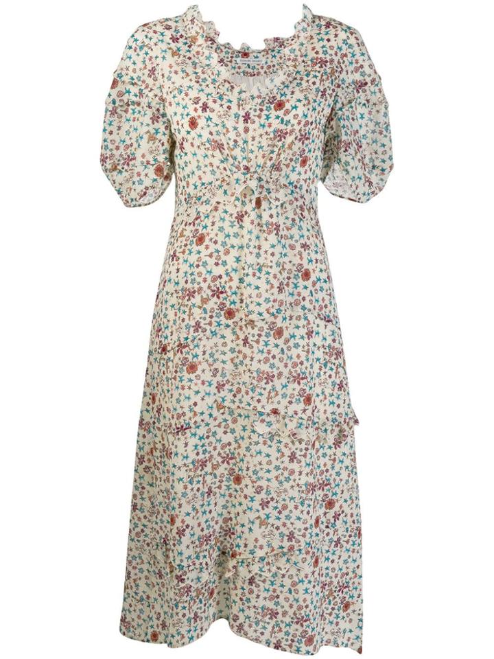 Tsumori Chisato Midi Dress With Flower & Star Prints - Neutrals