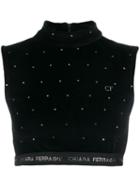 Chiara Ferragni Logo Cropped Sweater Top - Black