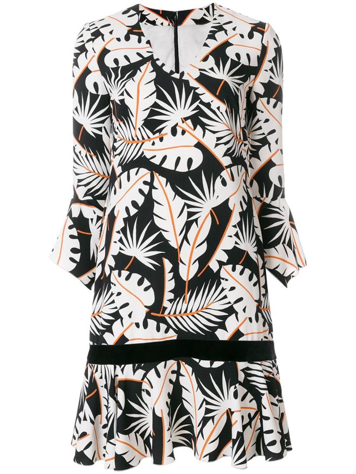 Talbot Runhof Jungle Print Flared Dress - White