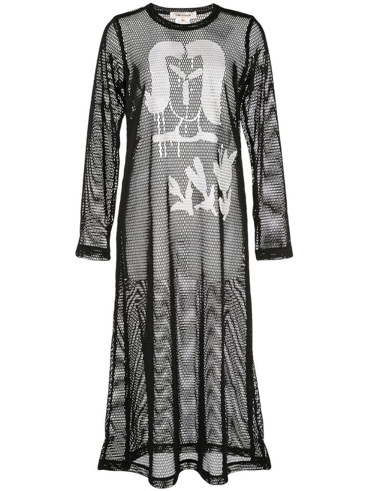 Comme Des Garçons Graphic-print Sheer Dress - Black
