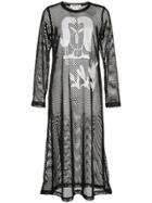Comme Des Garçons Graphic-print Sheer Dress - Black