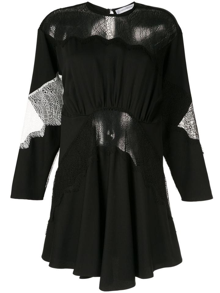 Christopher Esber Long Sleeve Lace Mini Dress - Black