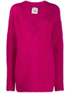 Semicouture V-neck Loose-fit Jumper - Pink