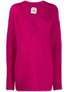 Semicouture V-neck Loose-fit Jumper - Pink