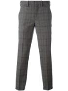 Neil Barrett Plaid Cropped Trousers, Men's, Size: 46, Grey, Virgin Wool/viscose/polyester/cotton