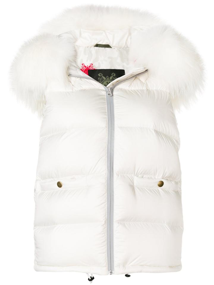 Mr & Mrs Italy Fur-trim Padded Gilet - White