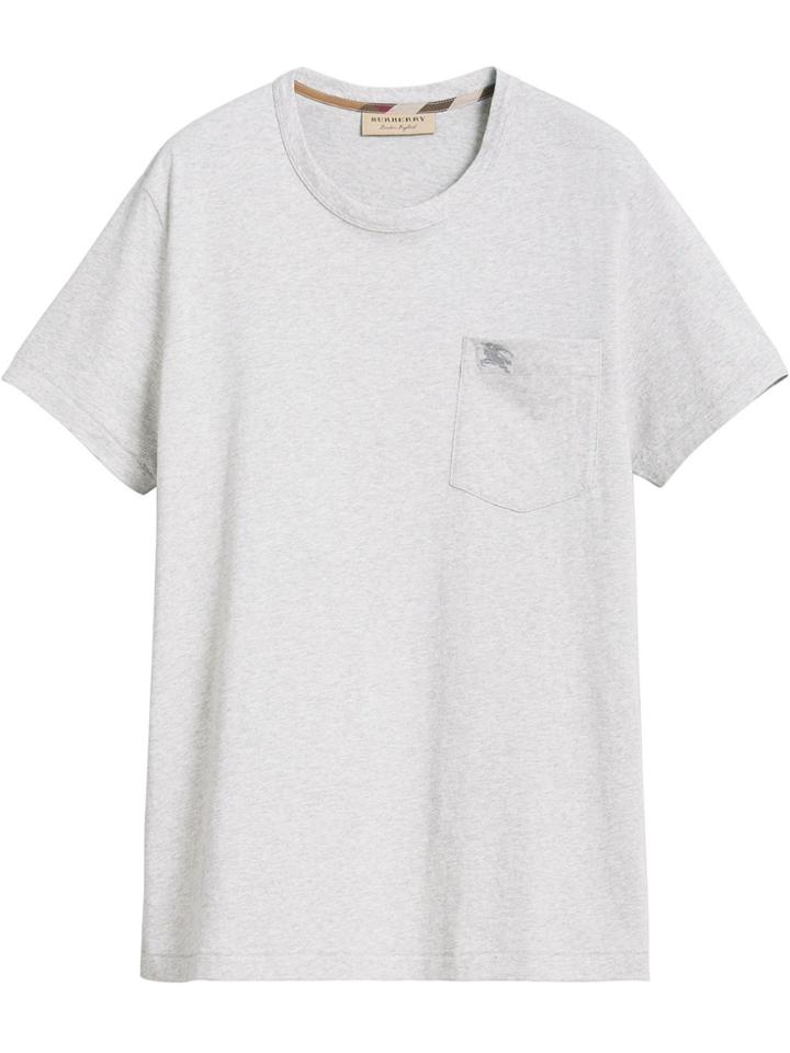 Burberry Pocket Detail Cotton Jersey T-shirt - Grey