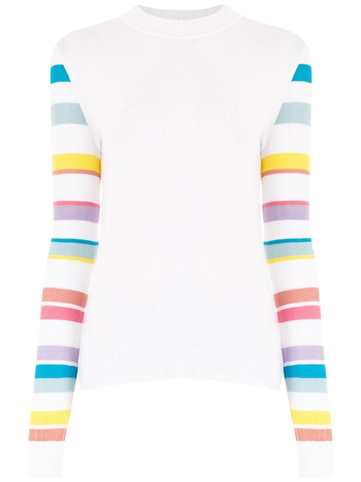 Andrea Bogosian Striped Sleeves Knitted Top - White