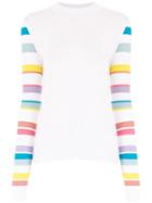 Andrea Bogosian Striped Sleeves Knitted Top - White