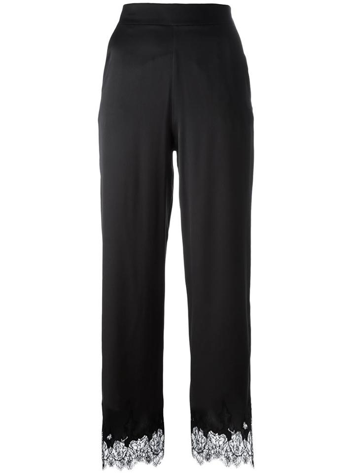 Ermanno Scervino Lace Trim Trousers, Women's, Size: 40, Black, Silk/spandex/elastane/polyamide