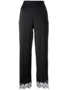 Ermanno Scervino Lace Trim Trousers, Women's, Size: 40, Black, Silk/spandex/elastane/polyamide