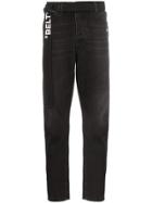 Off-white Belted Straight Leg Cropped Fit Jeans - Black