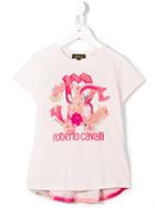Roberto Cavalli Kids Logo Print Pleat Detail T-shirt, Girl's, Size: 8 Yrs, Pink/purple
