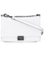 Emporio Armani Classic Shoulder Bag, Women's, White, Cotton/leather