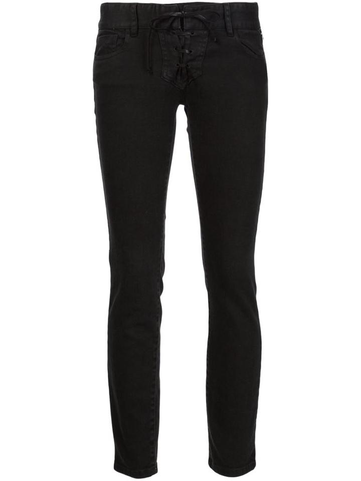 Nili Lotan Drawstring Skinny Jeans, Women's, Size: 6, Black, Cotton/spandex/elastane