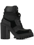 Dolce & Gabbana Chunky Heel Contrast Panel Boots - Black