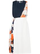 Guild Prime Floral Colour-block Flared Dress - White