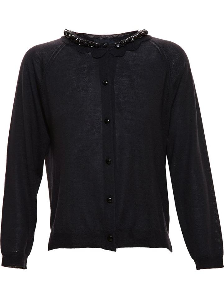 Simone Rocha Merino Wool Cardigan With Crystal Collar