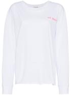 Natasha Zinko Text Print Long Sleeve Cotton T Shirt - White