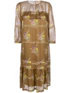 No21 Sheer Top Floral Dress - Brown