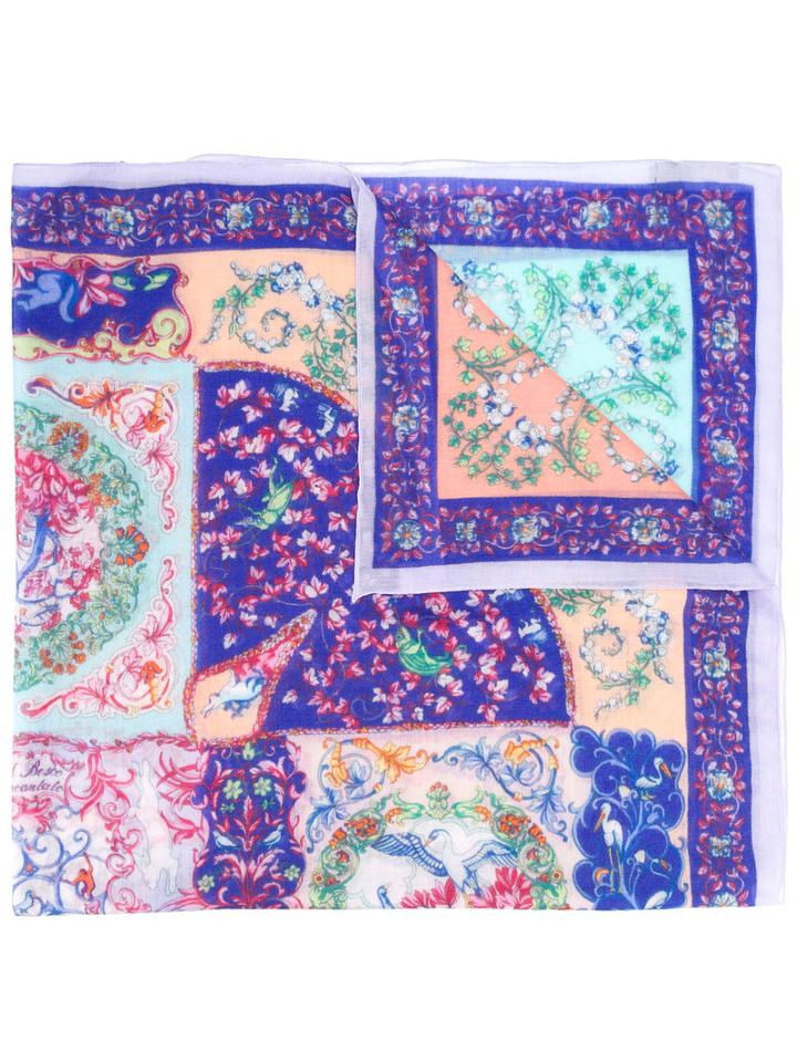 Etro Printed Cashmere Scarf, Women's, Blue, Cashmere