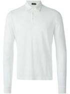 Zanone Long Sleeve Polo Shirt, Men's, Size: 54, White, Cotton