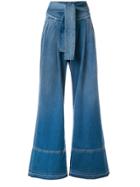 Pinko High Waist Wide Leg Denim Trousers - Blue