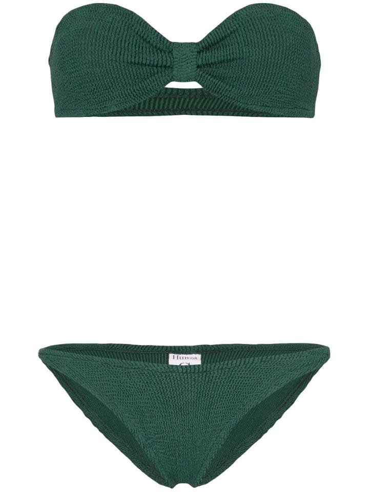 Hunza G Jean Crinkle Bandeau Bikini - Green