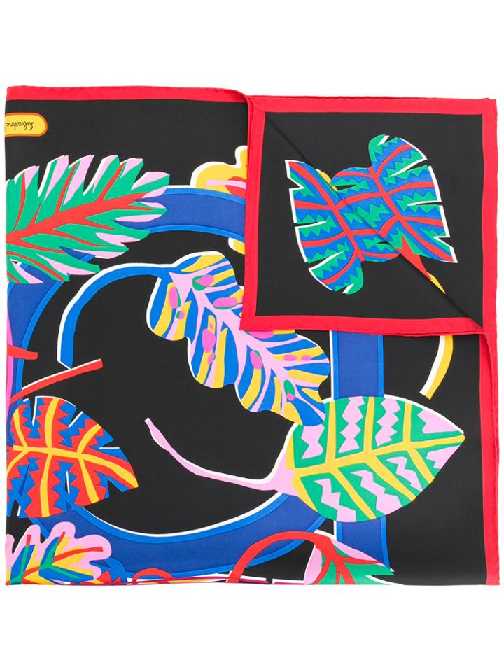 Salvatore Ferragamo Palm Print Scarf - Black