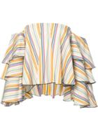 Caroline Constas Off-shoulders Striped Blouse, Women's, Size: Xs, Cotton/nylon/spandex/elastane