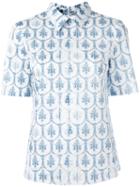 Jil Sander Navy Tile Print Collar T-shirt, Women's, Size: 36, Blue, Cotton
