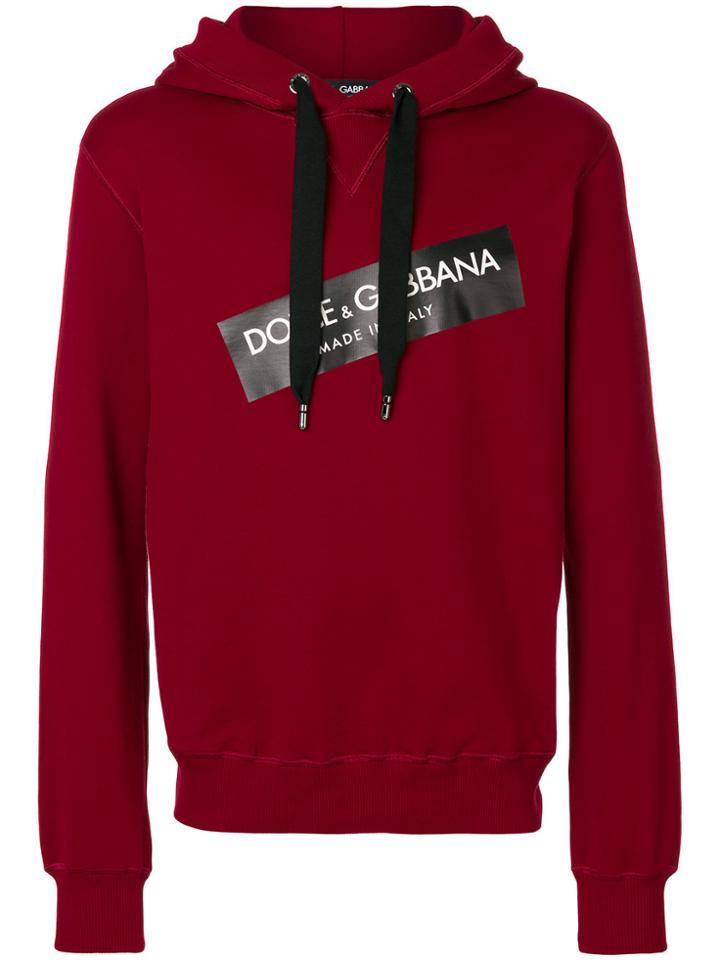 Dolce & Gabbana Logo Patch Hoodie - Red