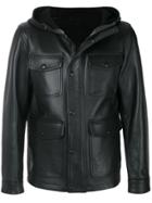 Ami Alexandre Mattiussi Hooded Leather Jacket - Black