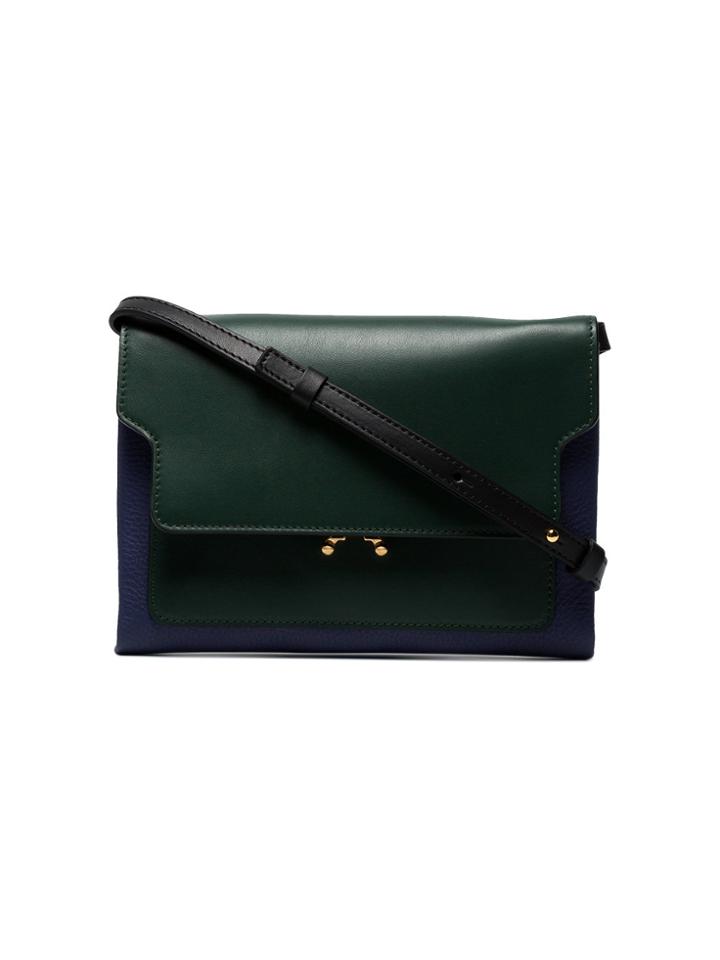 Marni Trunk Leather Shoulder Bag - Green