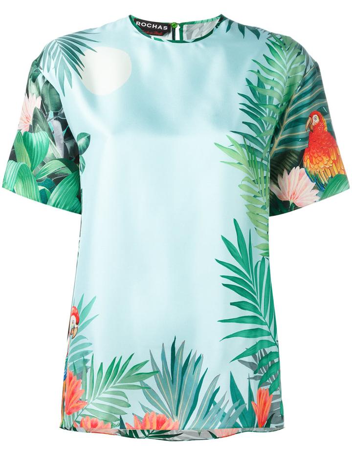 Rochas Jungle Print Blouse, Women's, Size: 42, Green, Silk