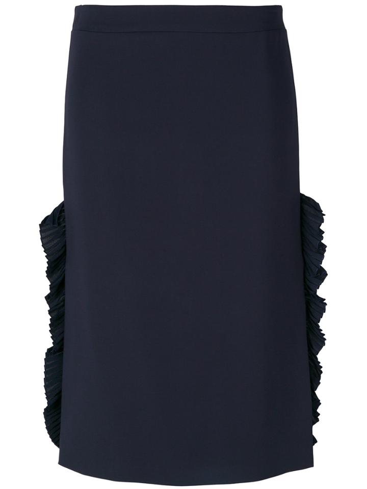 No21 Pencil Skirt With Pleated Sides - Blue