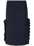 No21 Pencil Skirt With Pleated Sides - Blue
