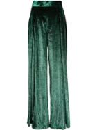 Patbo Liquid Velvet Wide Leg Trousers - Green