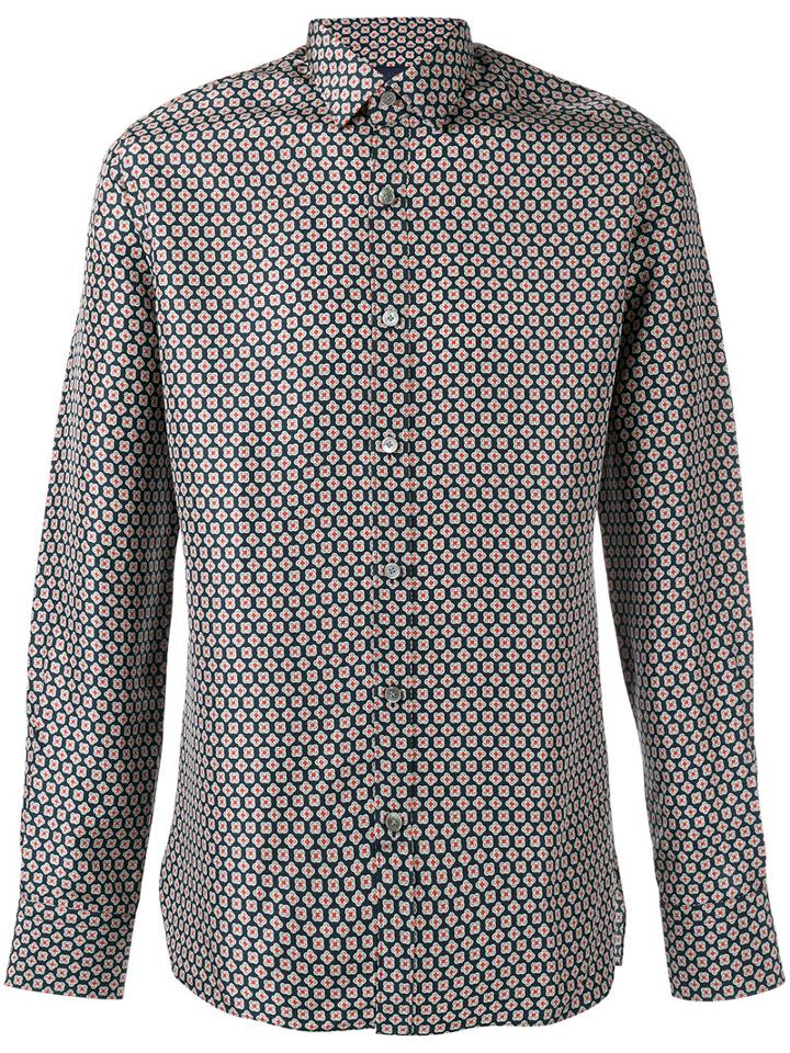 Lanvin Milano Print Shirt, Men's, Size: 41, Blue, Silk