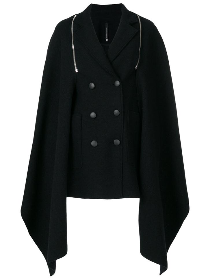 Pierantoniogaspari Double-breasted Cape Jacket - Black
