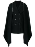 Pierantoniogaspari Double-breasted Cape Jacket - Black